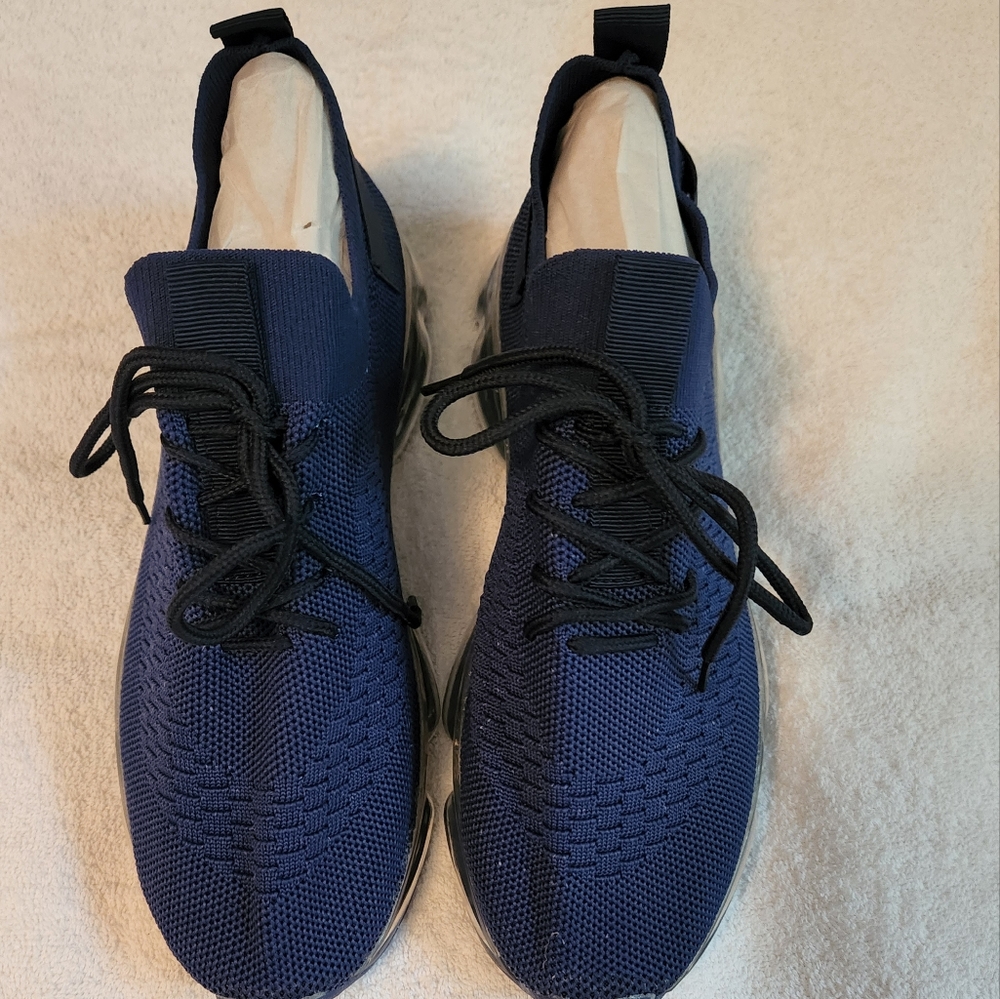New Womens Navy Breathable Canvas Sneakers with Clear Air Soles Size EU 41